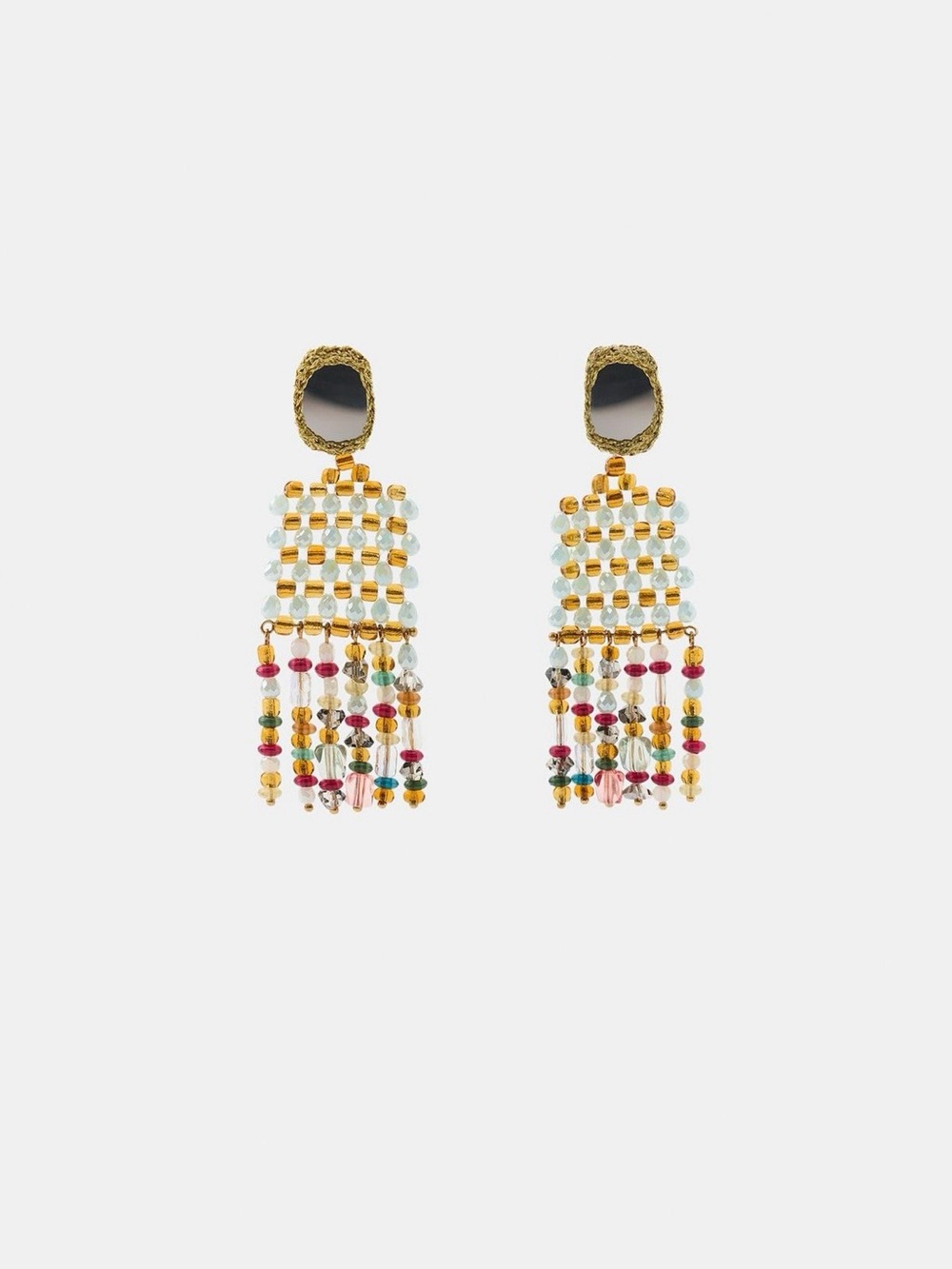 Zara Mirror Crochet Bead Earrings - Picture 2 of 4